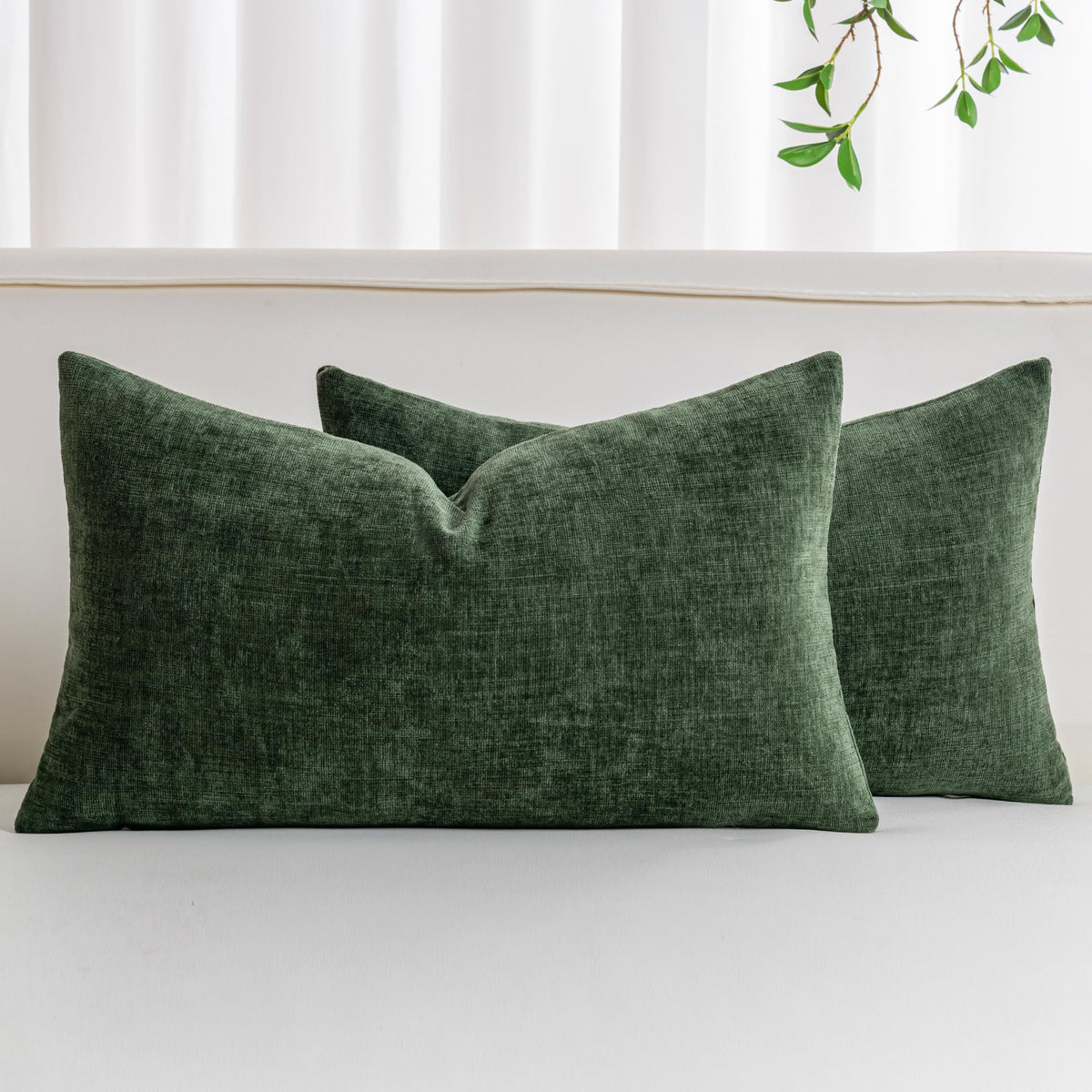 Pack of 2 Chenille Decorative Throw Pillow Covers 18x18 Inch Navy Blue