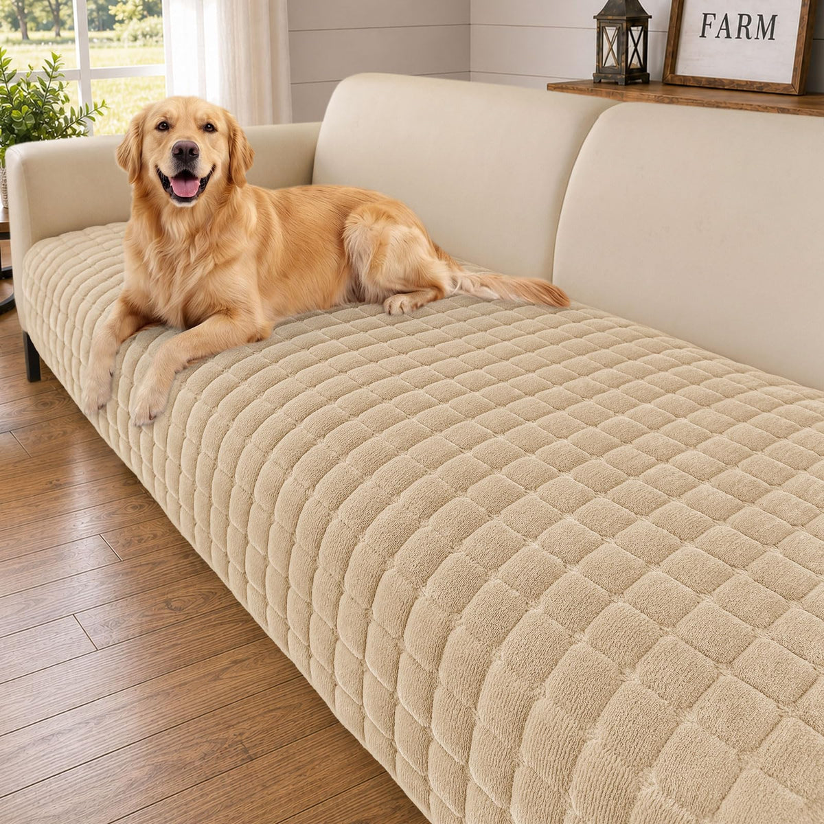Smiry Velvet Couch Cover for Dogs, Non Slip Soft Sofa Protector for Pets