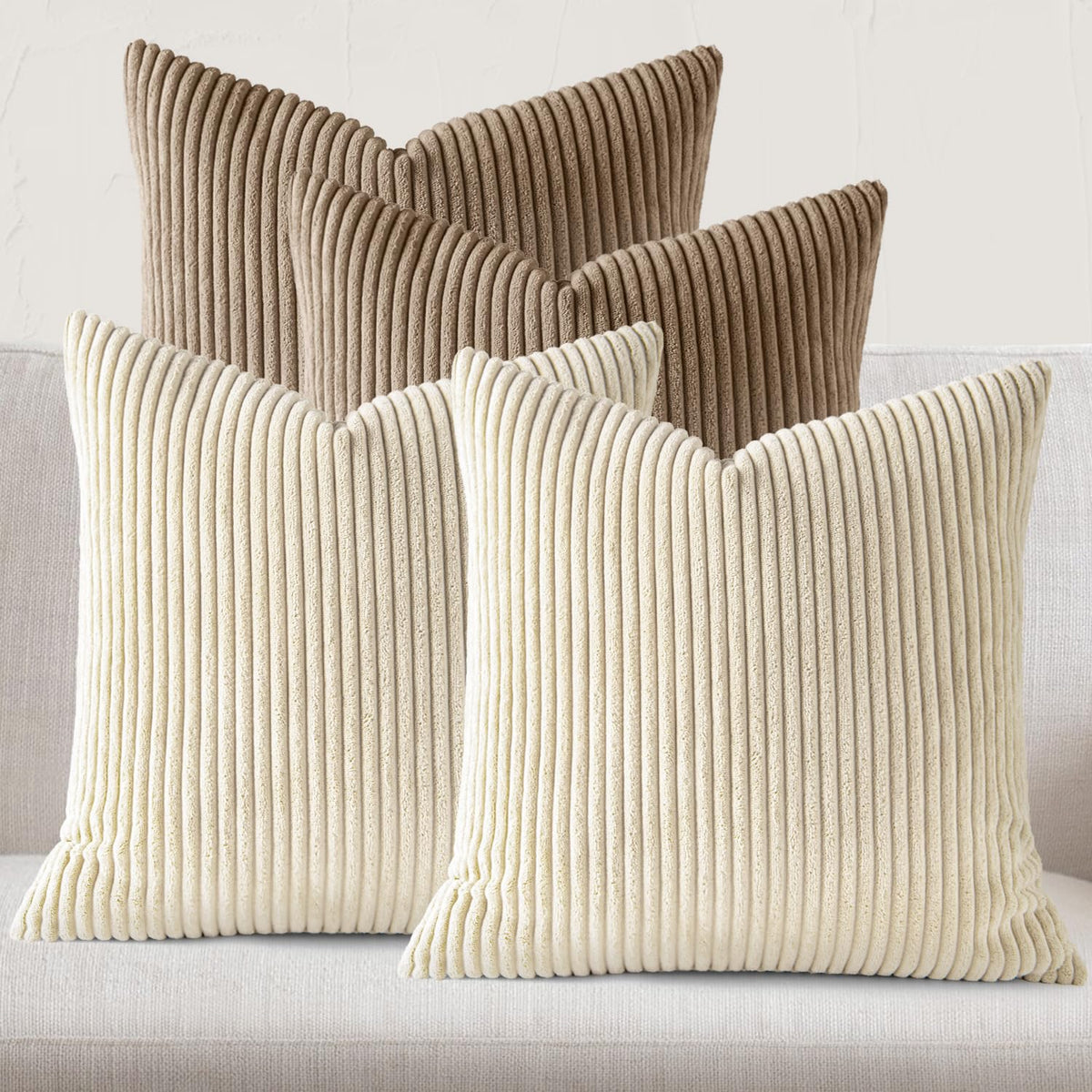 JEYDER Soft Corduroy Throw Pillow Covers 18x18 Fall Green Boho Accent Decor