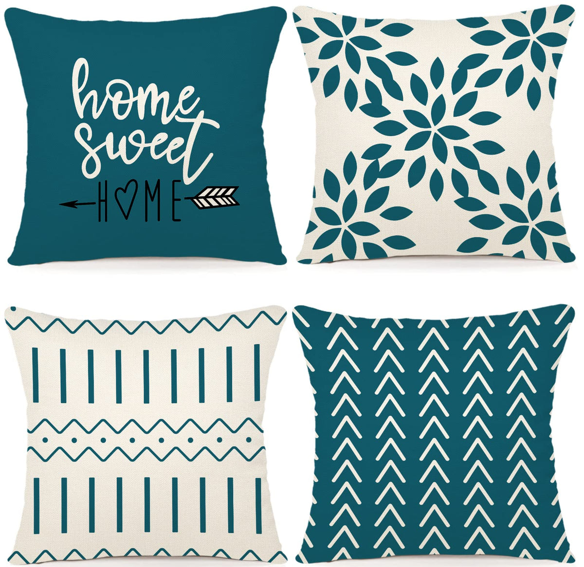 YCOLL Pillow Covers 18x18 Set of 4, Modern Sofa Throw Pillow Cover, Decorative Outdoor Linen Fabric Pillow Case for Couch Bed Car,Light Blue