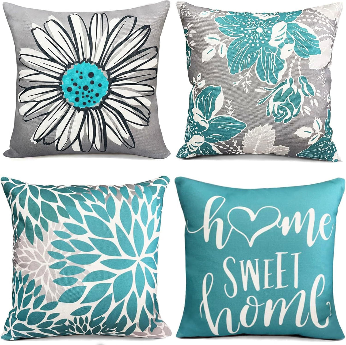 Decorative Boho Farmhouse Throw Pillow Covers 18x18 inch Set of 4