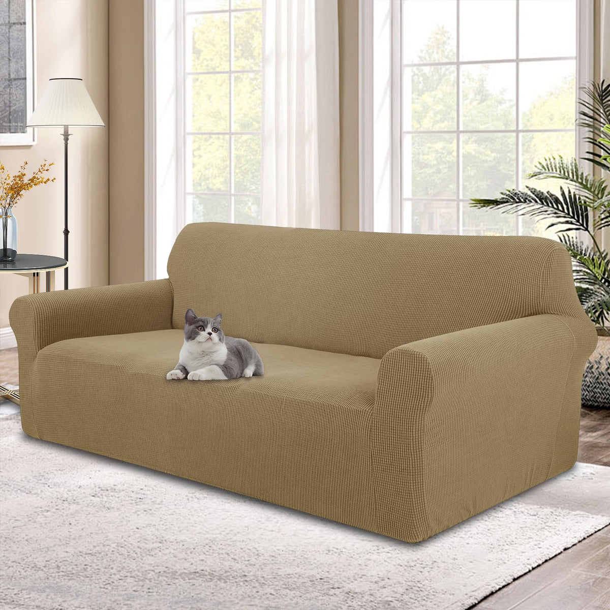 Stretch Couch Covers for Sofa Washable, Large, Chocolate