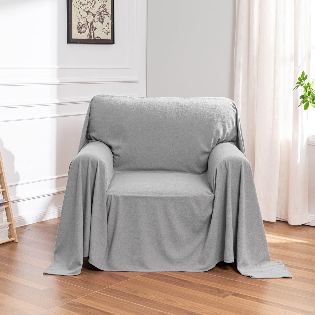 MEETSKY Couch Cover for 2 Cushion Couch, Couch Covers for Dogs Washable Non Slip Cat Scratch Proof Sectional Love Seat Covers L Shaped Soft Couch Furniture Protector for Pets, 71" x 118", Grey