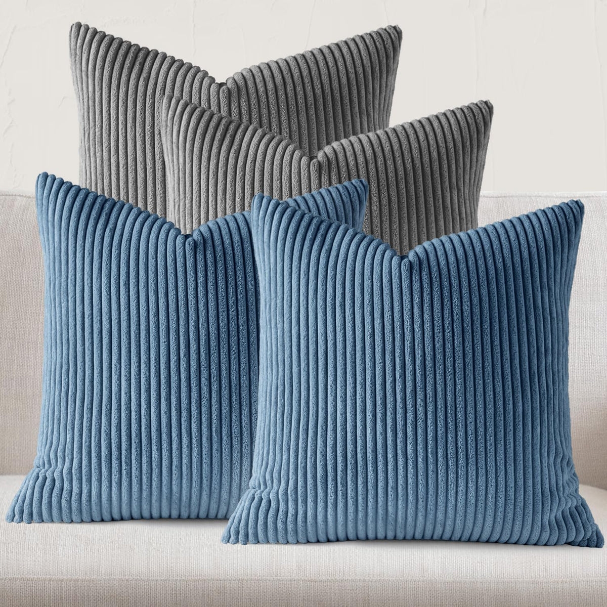 JEYDER Soft Corduroy Throw Pillow Covers 18x18 Fall Green Boho Accent Decor
