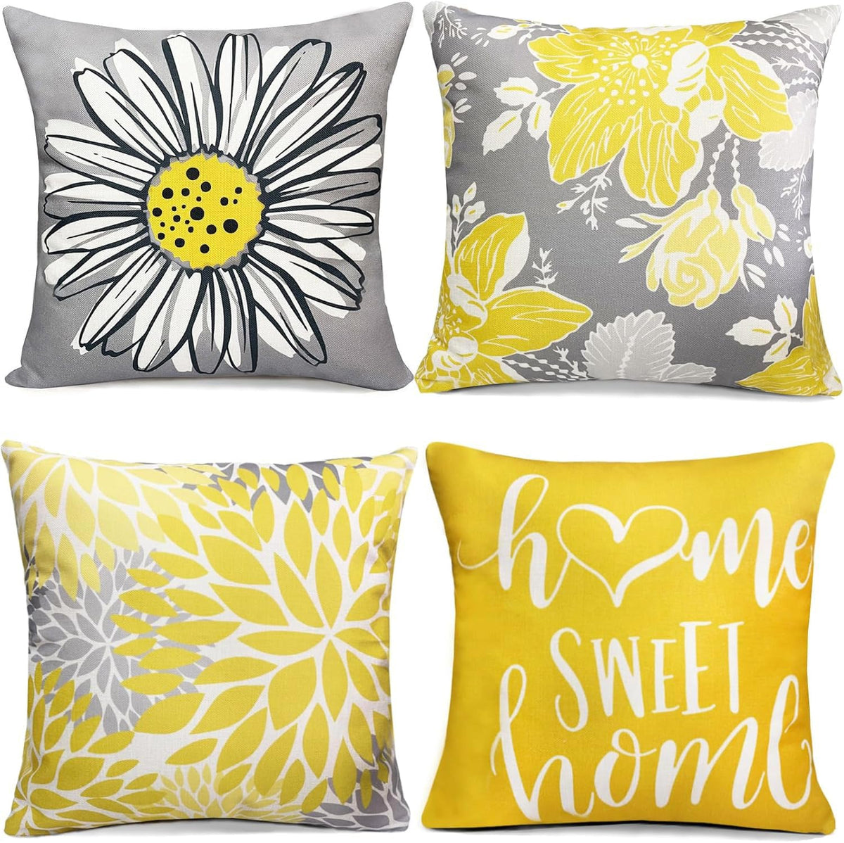 Decorative Boho Farmhouse Throw Pillow Covers 18x18 inch Set of 4