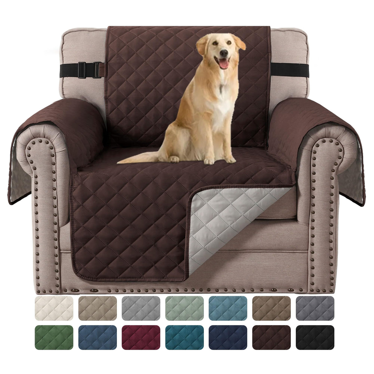 H.VERSAILTEX Reversible Couch Cover for 3 Cushion Cover Pet Friendly Sofa Cover for Dog Washable Furniture Protector Water Resistant Slipcover with Non Slip Elastic Strap(Sofa, Ivory/Beige)