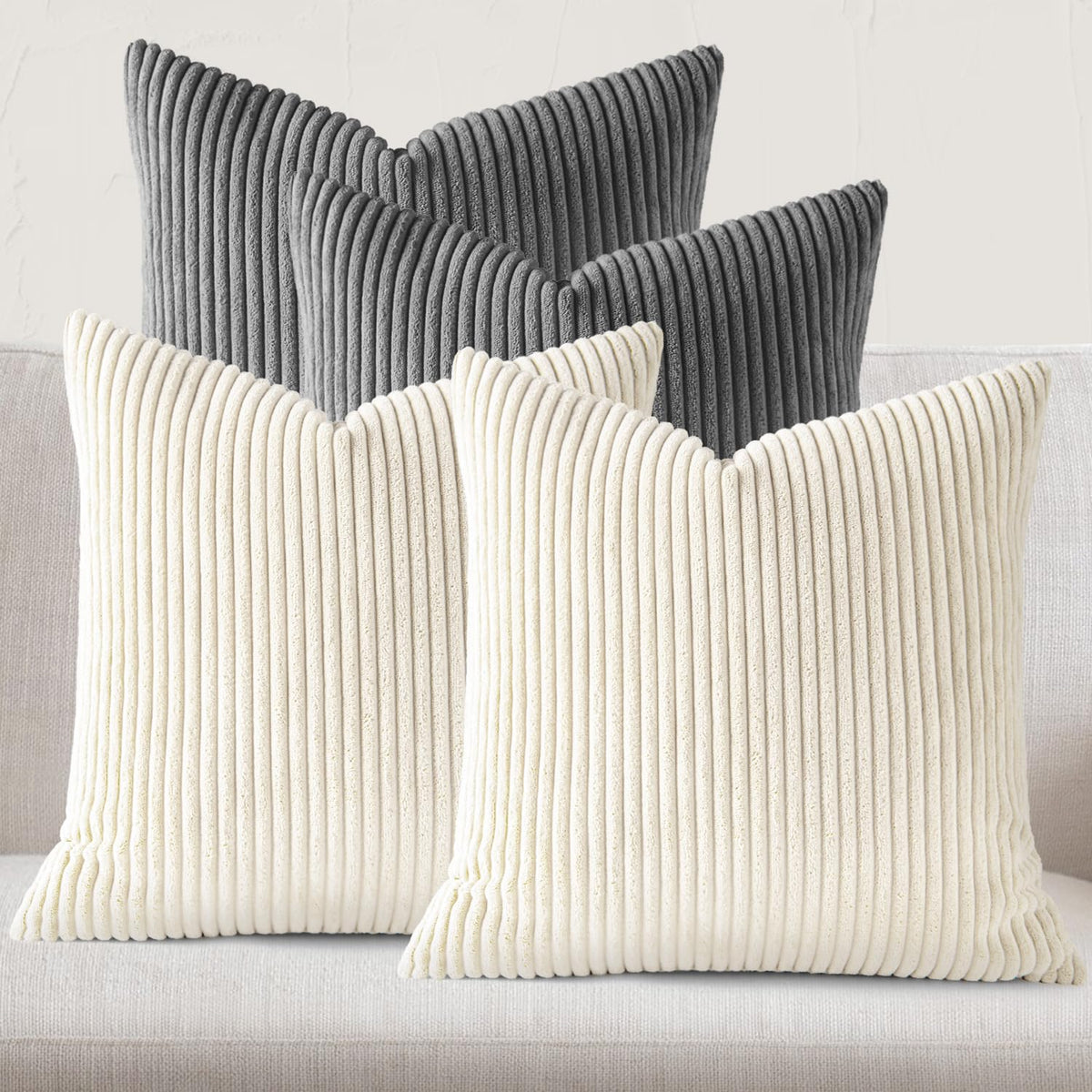 JEYDER Soft Corduroy Throw Pillow Covers 18x18 Fall Green Boho Accent Decor