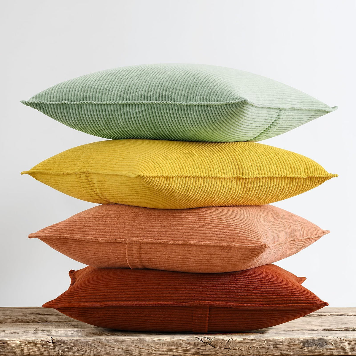 Pack of 4 Throw Pillow Covers Corduroy 18x18 Inch,Maillard Tones