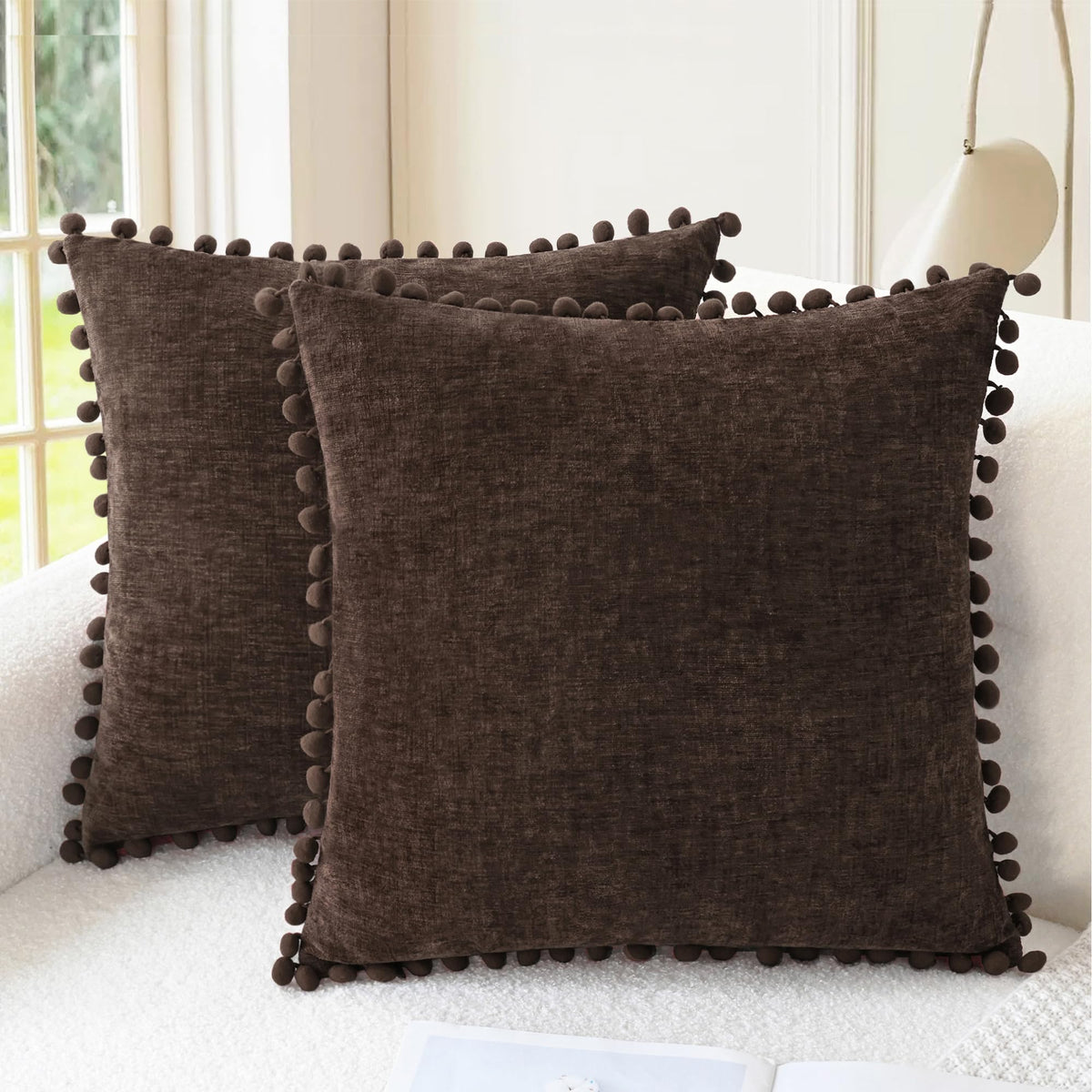 CaliTime Decorative Couch Throw Pillow Covers 20 X 12 Inches Apricot Brown