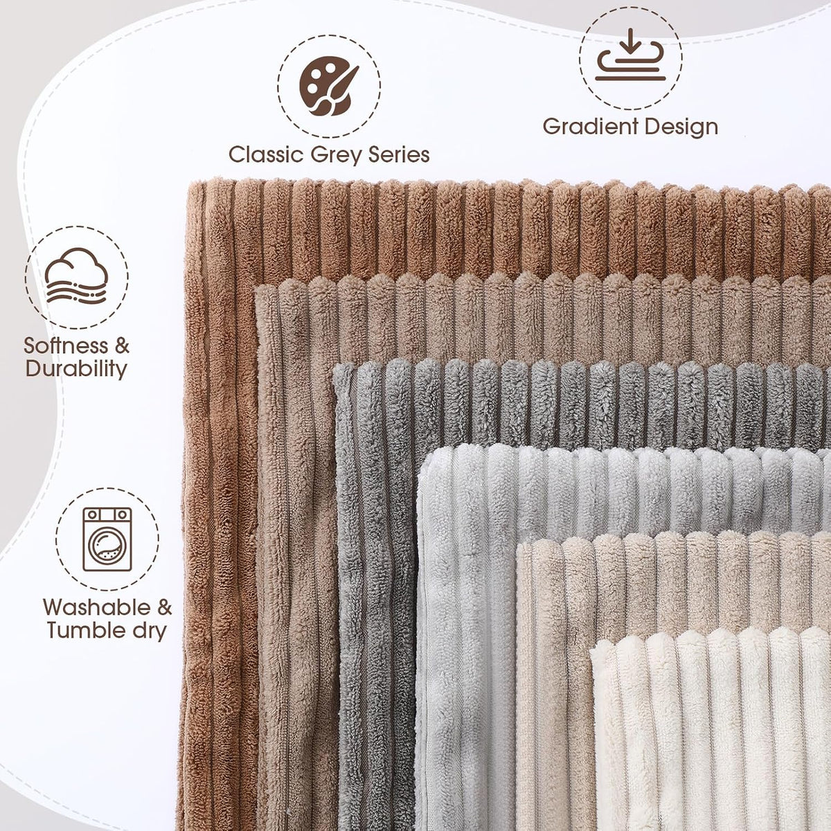 Colingmill 6 Pcs Fall Corduroy Pillow Covers Throw Cushion Cover,Neutral