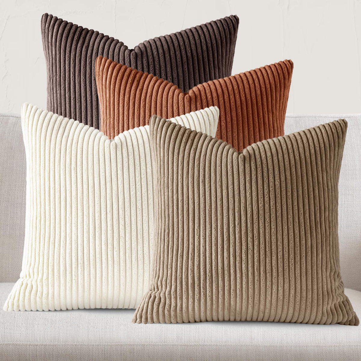 JEYDER Soft Corduroy Throw Pillow Covers 18x18 Fall Green Boho Accent Decor