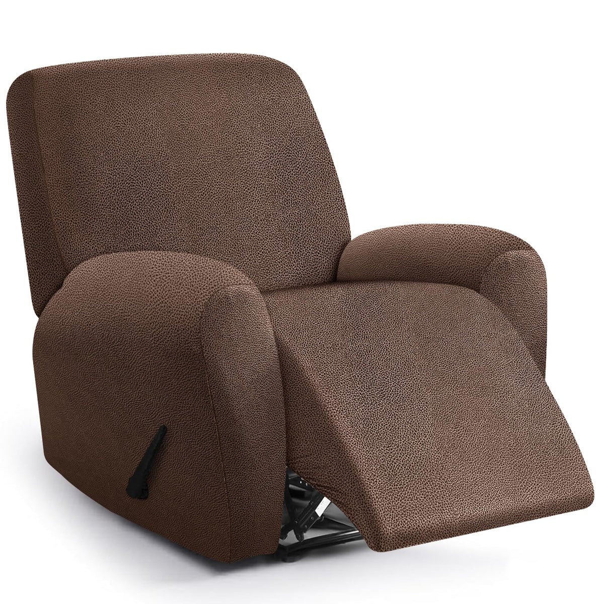 ANARACHON Leather Look Recliner Couch Cover, 8-Pieces Stretch Recliner Sofa Covers, Soft Reclining Slipcover, Washable Furniture Protector for Pets (3 Seater, Brown)