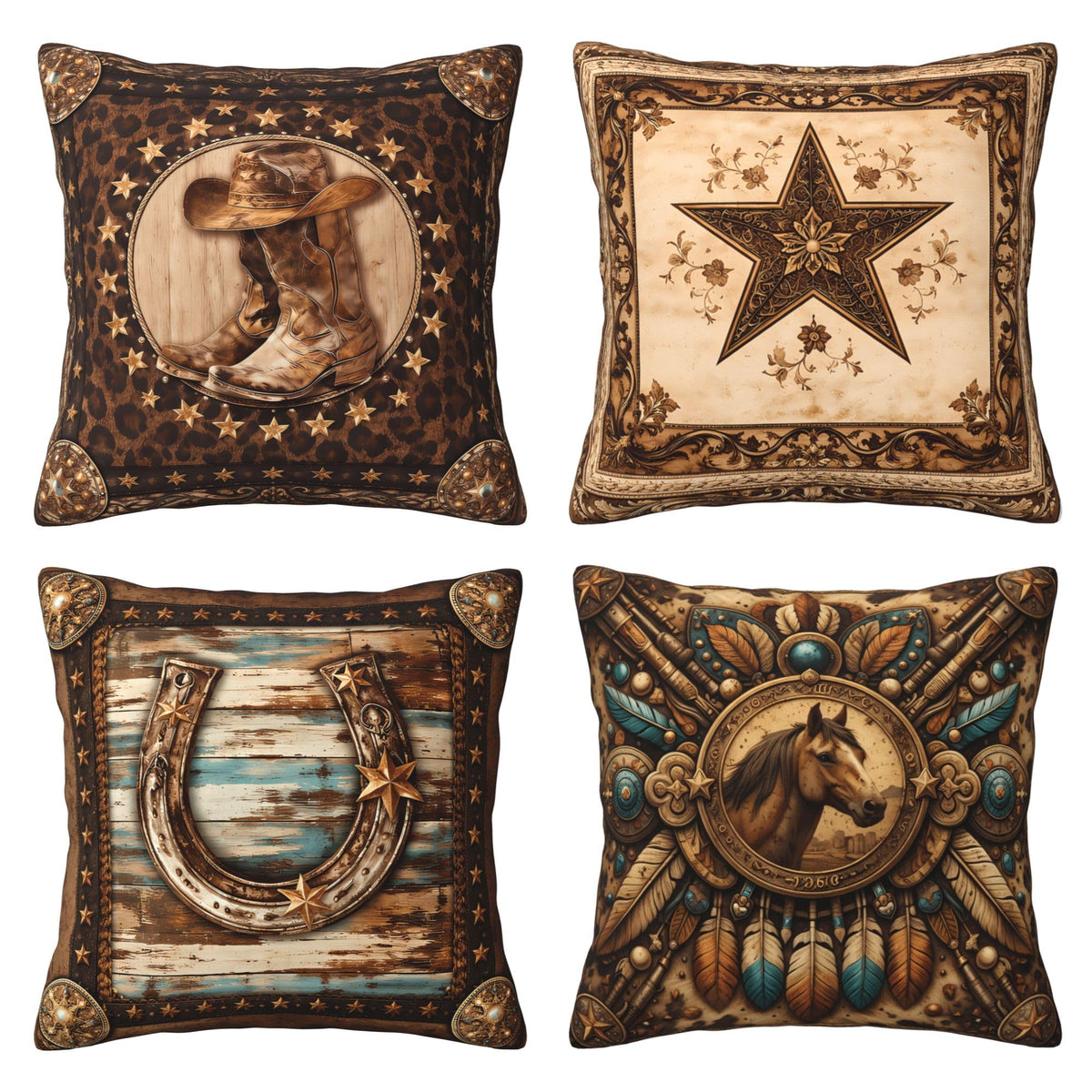 bassyil Abstract Geometry Throw Pillow Covers 18x18 Inch Set of 4 Western Decorative Cushion Cases for Couch Bedroom Living Room Sofa Patio