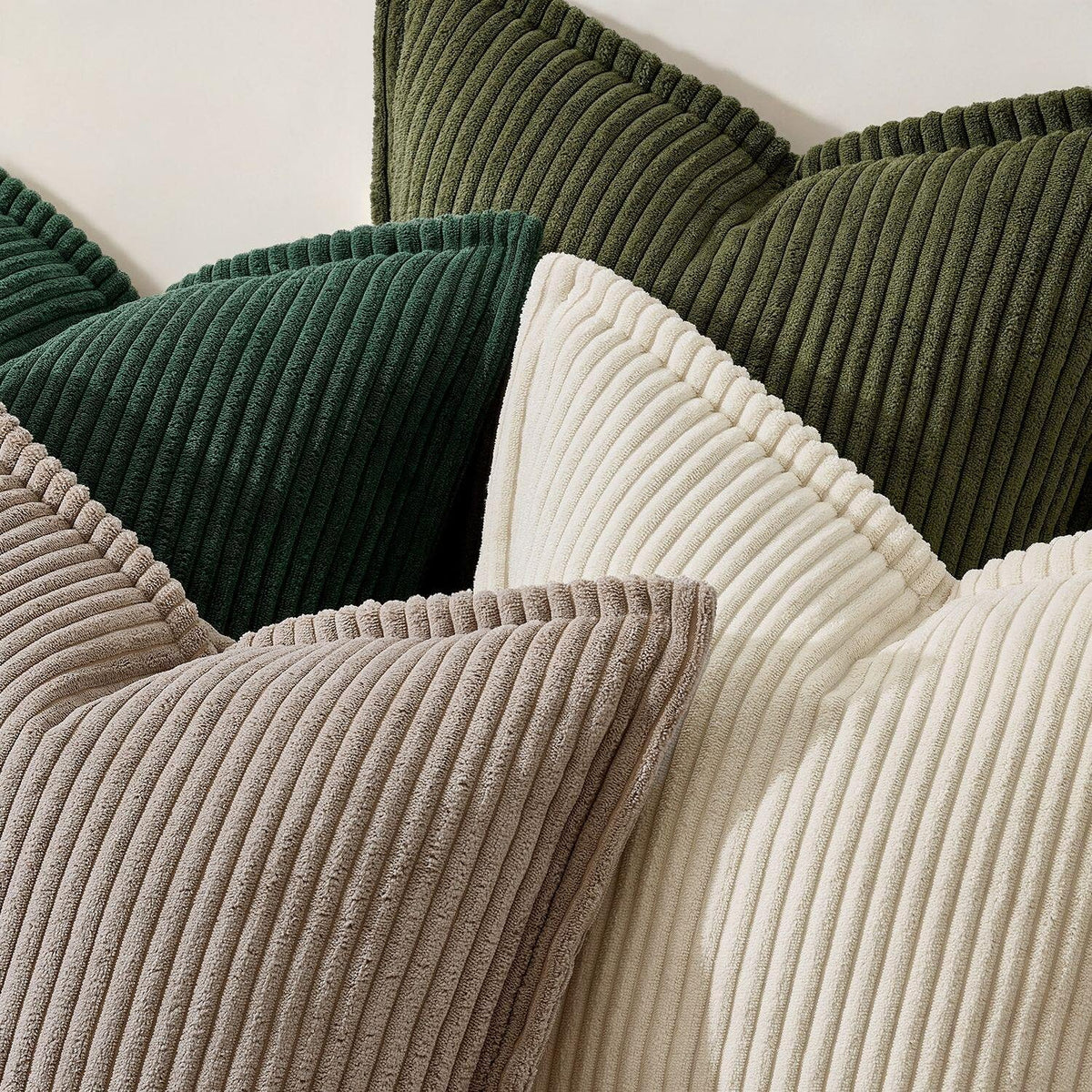 MIULEE Couch Pillow Covers 18x18 Cream White Textured Corduroy