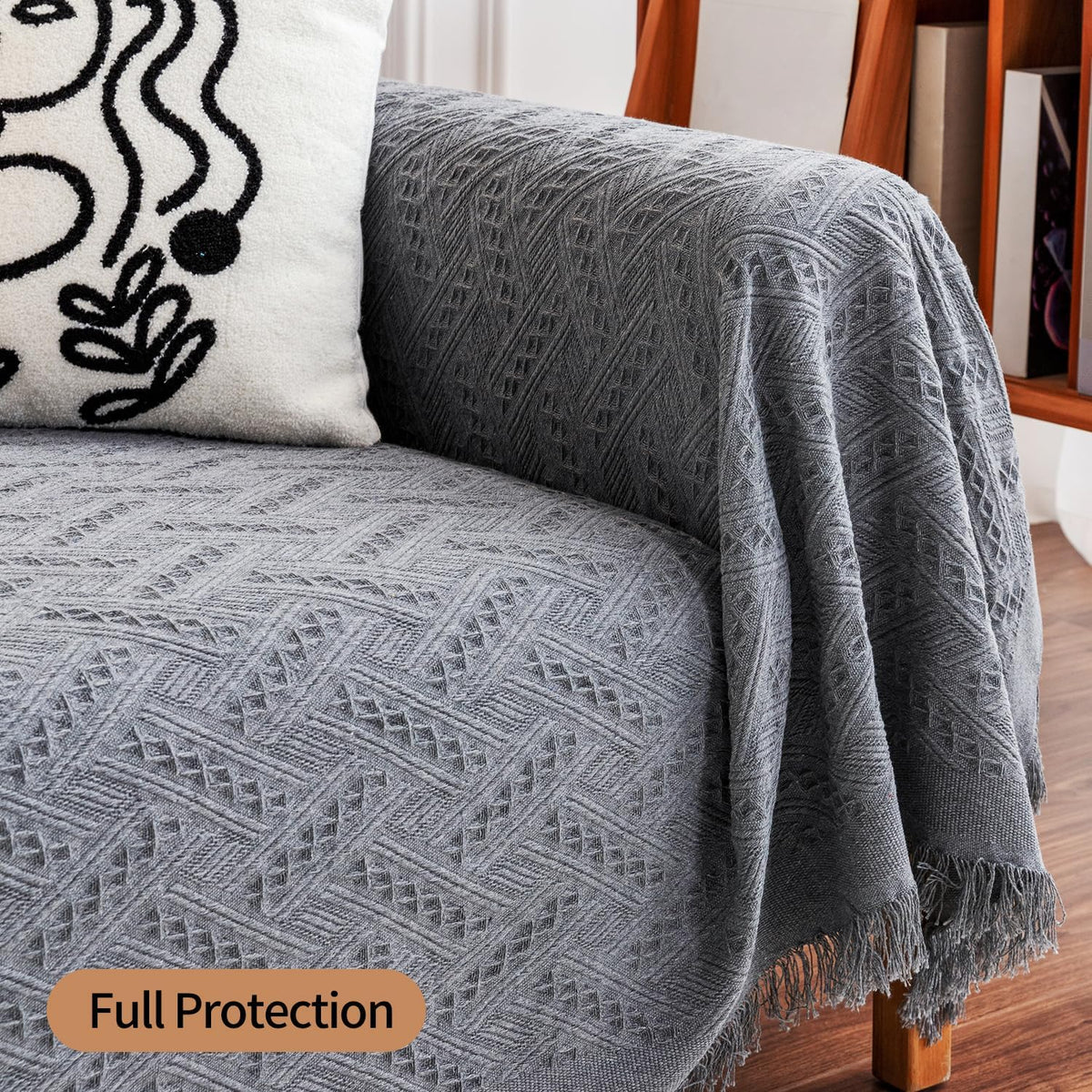 Deep Dream Sectional Couch Covers, 2 Pieces Sectional Sofa Cover, L Shaped Couch Covers, Couch Cover for Sectional Sofa (X-Large, 63" x 110" + 71" x 118, Dark Grey)