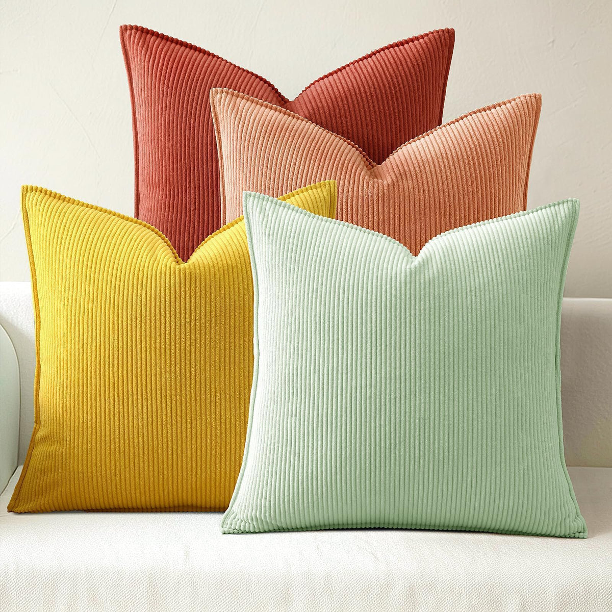Pack of 4 Throw Pillow Covers Corduroy 18x18 Inch,Maillard Tones