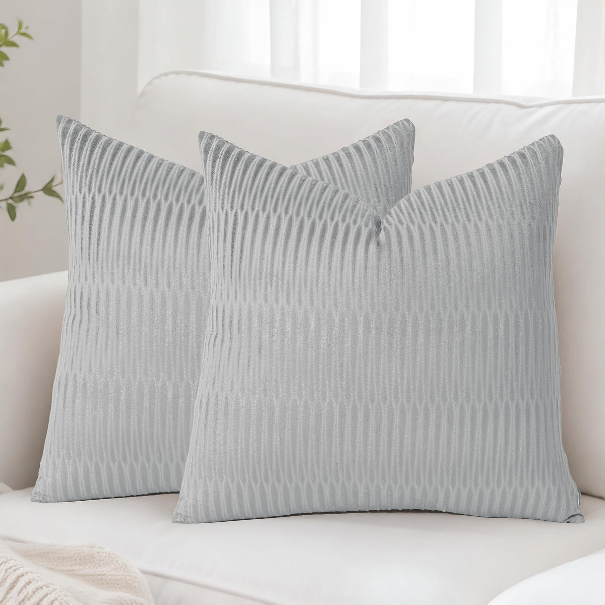 Embossed Velvet Pillow Covers 18x18 Set of 4, Neutral Brown Grey Cream Soft Decorative Throw Pillow Covers, Luxury Textured Cushion Covers for Couch Sofa Bed, Neutral Home Decor