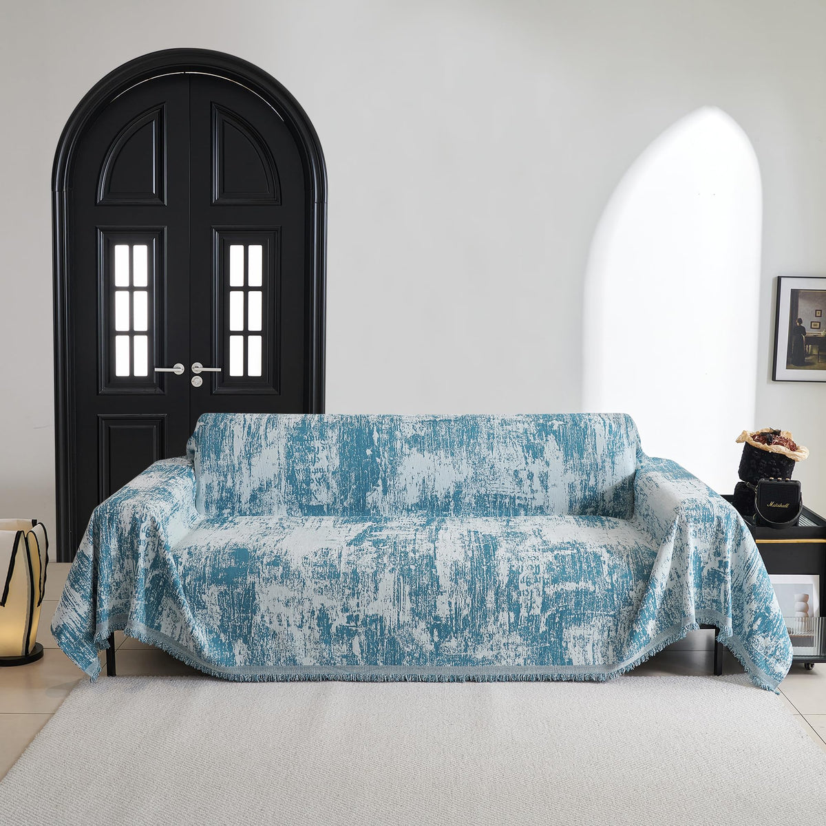 MYSKY HOME Couch Cover for Dogs, Washable Couch Covers, Non Slip Couch Sofa Cover, Couch Cover 2 Cushion Sofa Dogs Furniture Protector with Tassels Chenille Sofa Covers for Pets, 71"x118", Moss Green