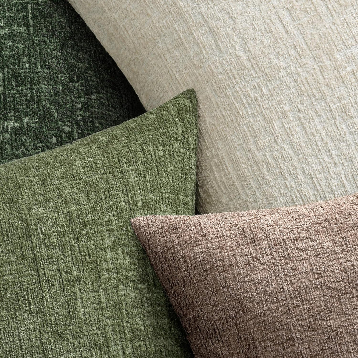 MIULEE Couch Pillow Covers Textured Chenille Home Decor 18x18 Beige