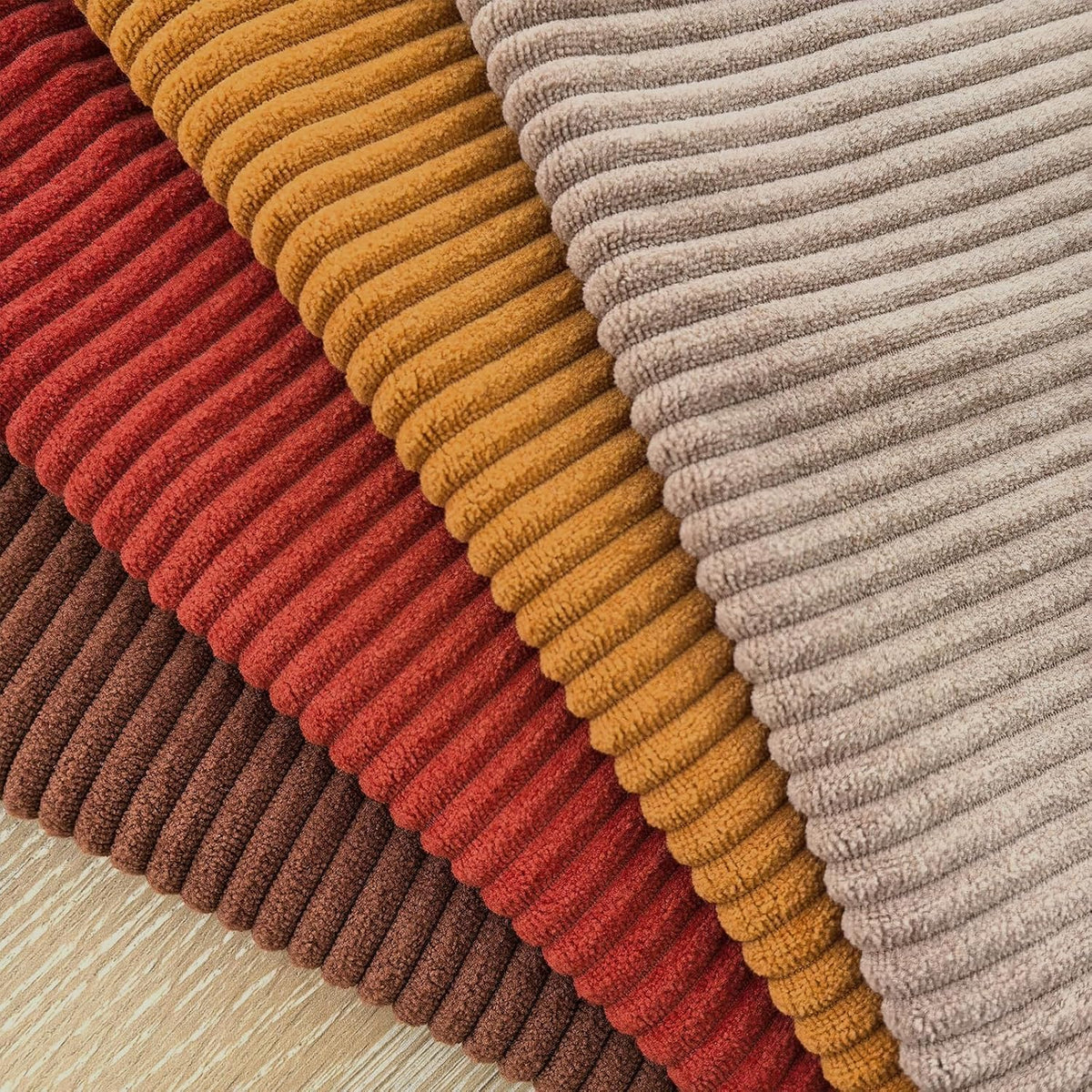 Pack of 4 Throw Pillow Covers Corduroy 18x18 Inch,Maillard Tones