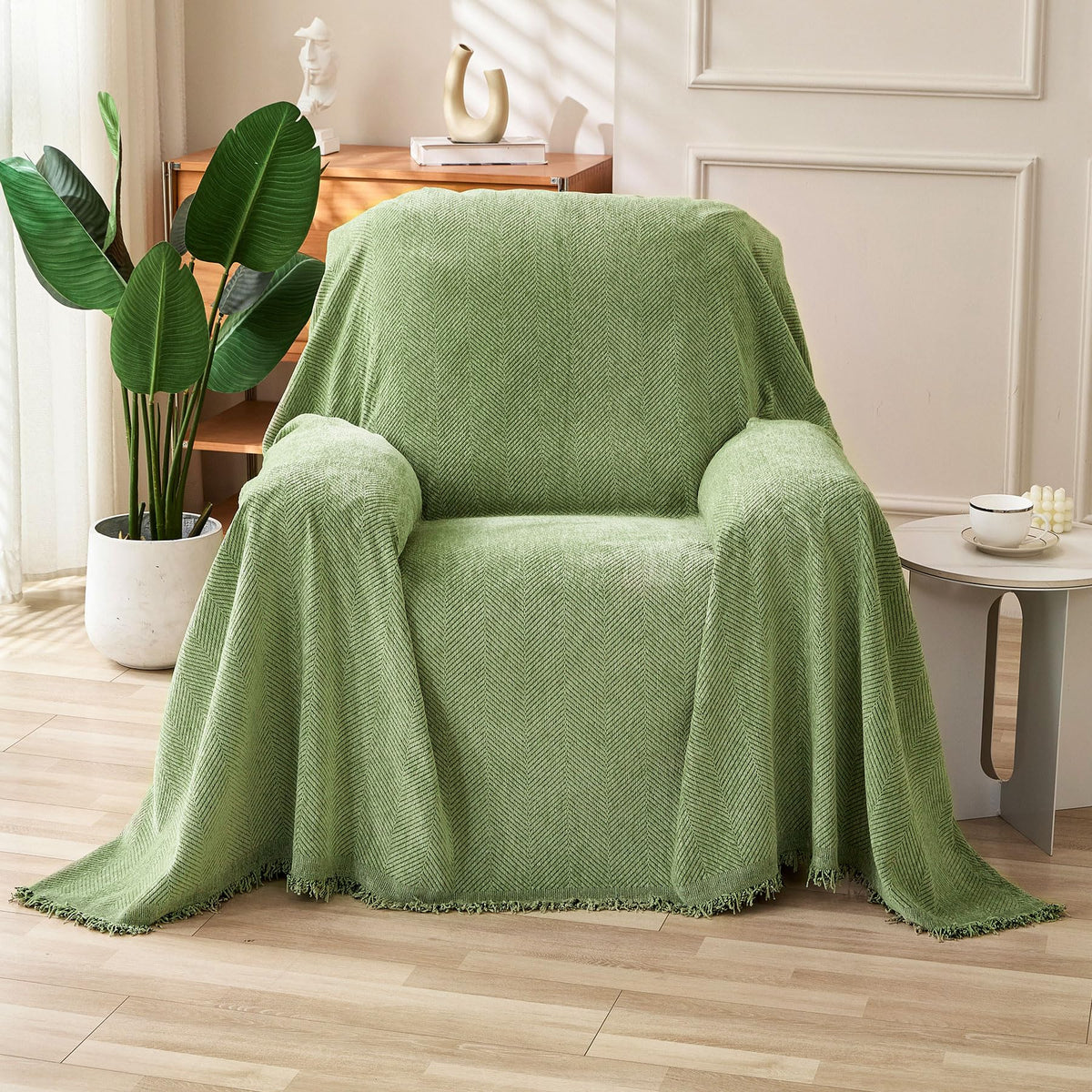 HAOMAIJIA Non Slip couch cover sofa covers for 3 cushion couch Washable sectional couch covers for Dogs pet Furniture Protector Couch Cover Blanket for Living Room (Off white, 91"x150")