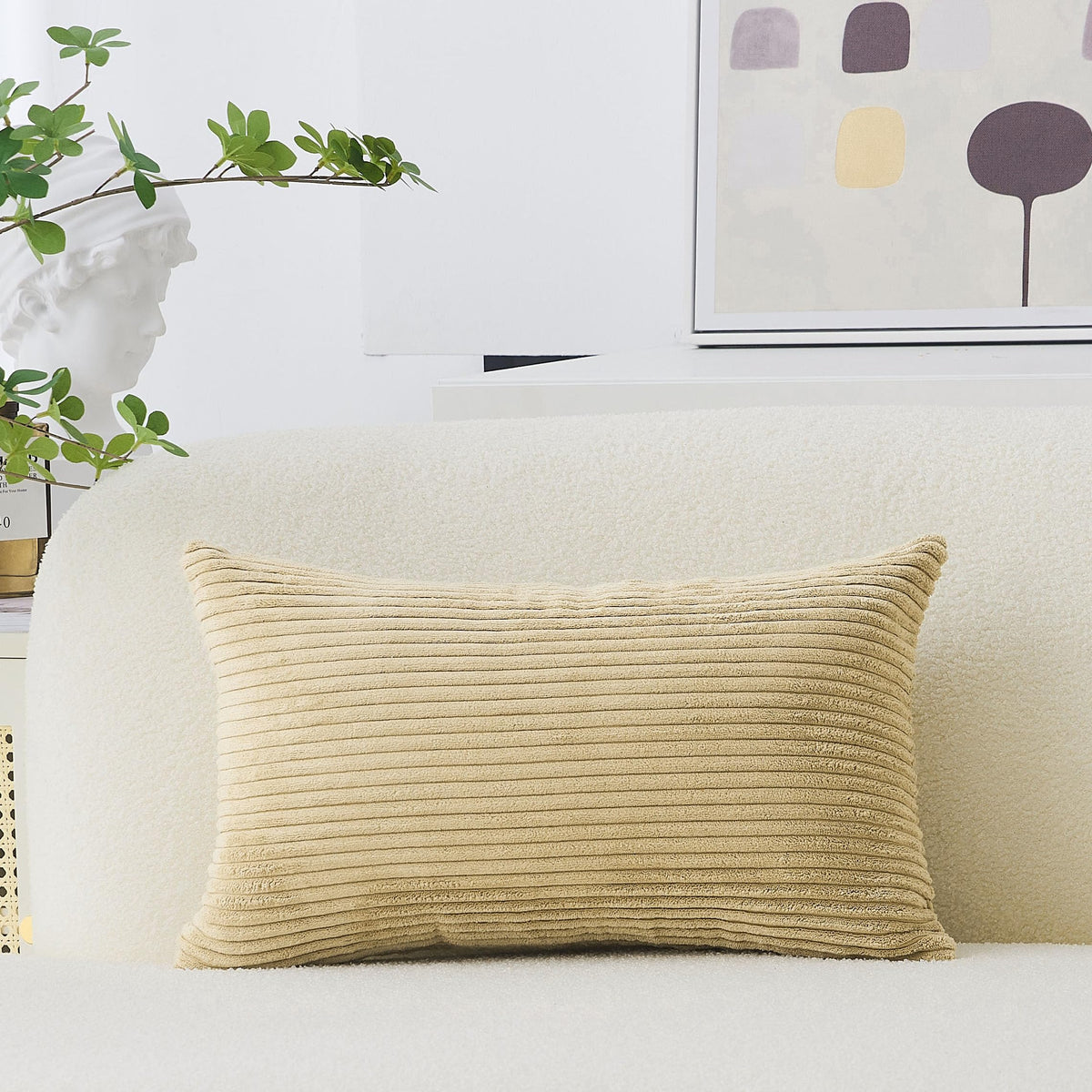 Home Brilliant Mustard Yellow Throw Pillow Cover 18x18 Decorative Plush Corduroy Striped Fall Decor Throw Pillow Cushion Cover for Couch Bed Decor, 18 x 18 (45x45), Sunflower Yellow