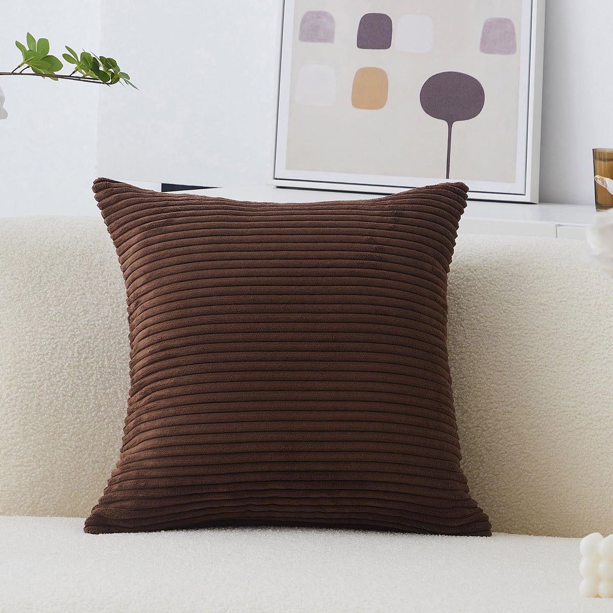 Home Brilliant Mustard Yellow Throw Pillow Cover 18x18 Decorative Plush Corduroy Striped Fall Decor Throw Pillow Cushion Cover for Couch Bed Decor, 18 x 18 (45x45), Sunflower Yellow