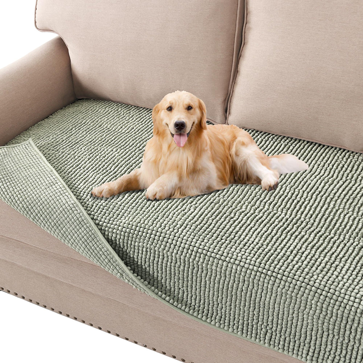 H.VERSAILTEX Plush Chenille Pet Couch Covers for Sofa Thick Soft Sofa Cover for 3 Cushion Couch Anti Slip Couch Cover Furniture Protector for Dog, Pet, Cat (35" x 74", Grey)
