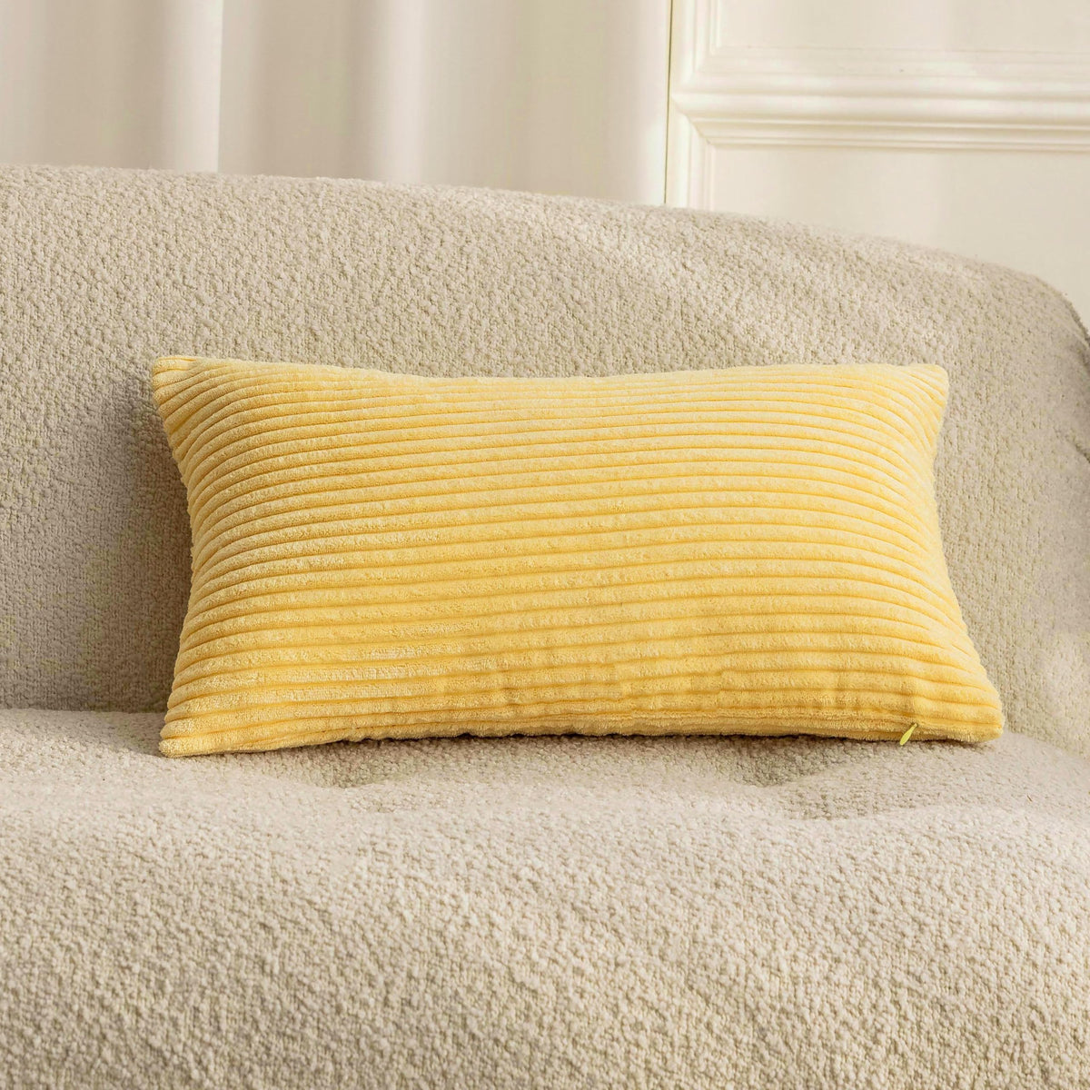 Home Brilliant Mustard Yellow Throw Pillow Cover 18x18 Decorative Plush Corduroy Striped Fall Decor Throw Pillow Cushion Cover for Couch Bed Decor, 18 x 18 (45x45), Sunflower Yellow