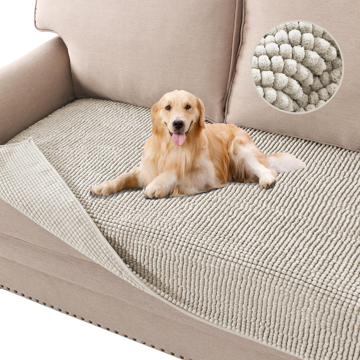 H.VERSAILTEX Plush Chenille Pet Couch Covers for Sofa Thick Soft Sofa Cover for 3 Cushion Couch Anti Slip Couch Cover Furniture Protector for Dog, Pet, Cat (35" x 74", Grey)