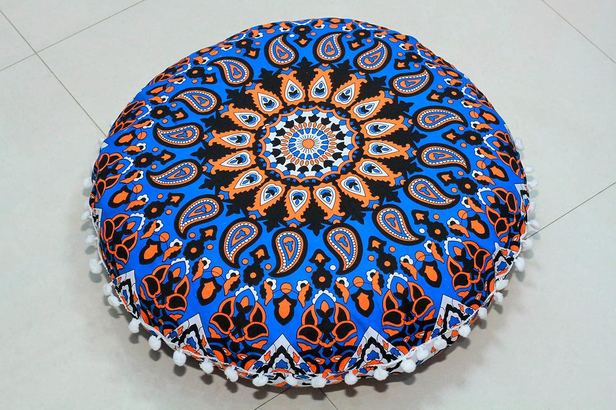 Floor Pillows Cover Cute Throw Pillows Cover Floor Seat Cushion Cover Chair Pads for Back to School First Day of School for Sofa Couch Bed Decor 22 Inches (Blue Brown)