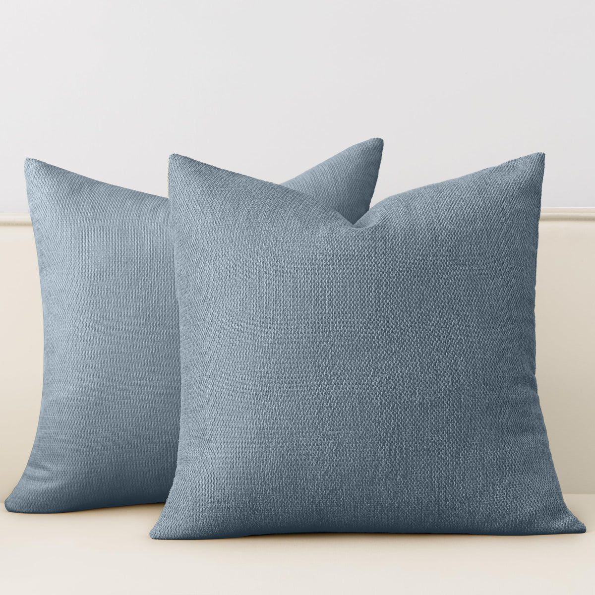 Natural Linen Look Throw Pillow Covers 18x18 Inch Set of 4, Textured Woven Decorative Pillow Covers, Neutral Square Cushion Covers for Couch Sofa Living Room Bedroom, Ivory Cream