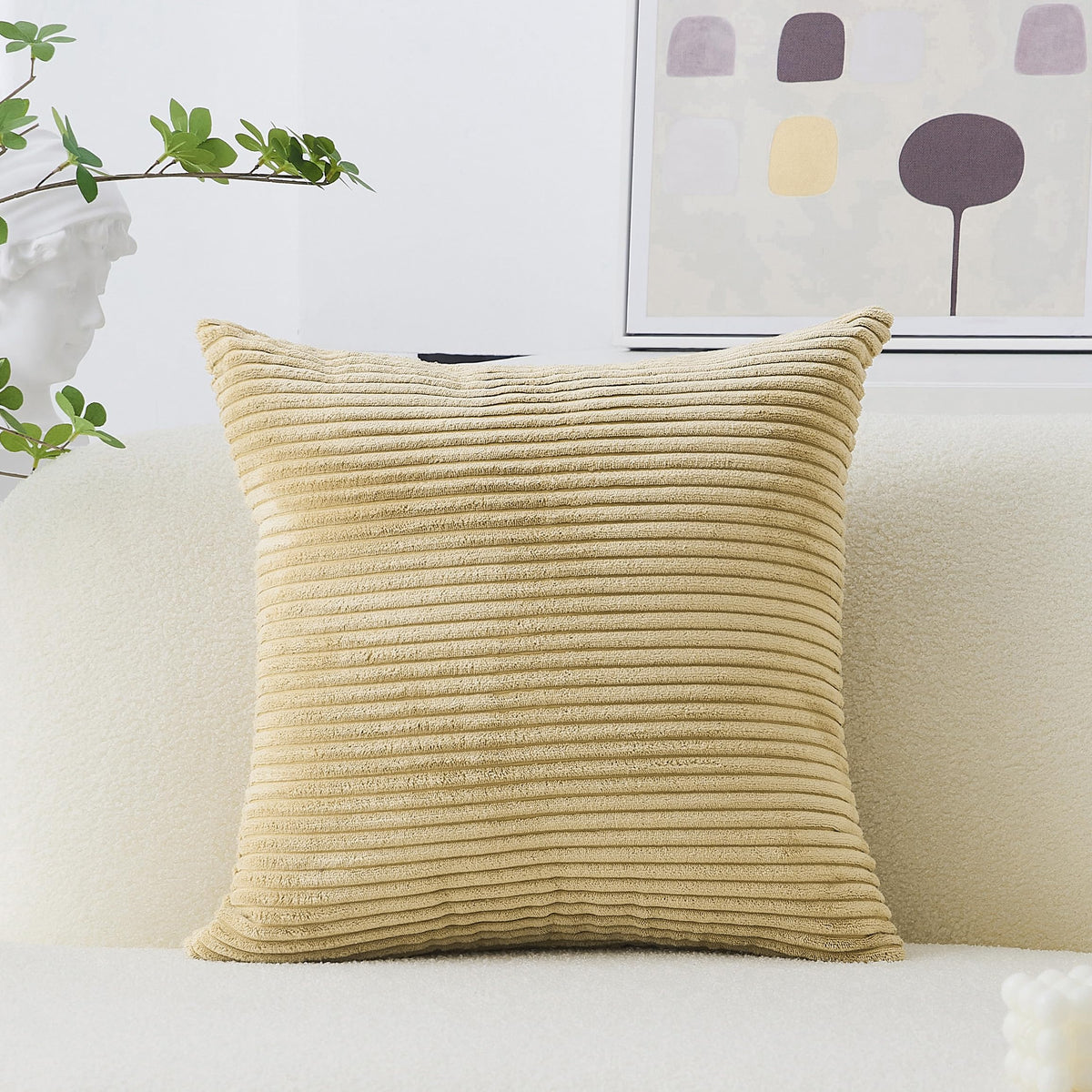 Home Brilliant Mustard Yellow Throw Pillow Cover 18x18 Decorative Plush Corduroy Striped Fall Decor Throw Pillow Cushion Cover for Couch Bed Decor, 18 x 18 (45x45), Sunflower Yellow