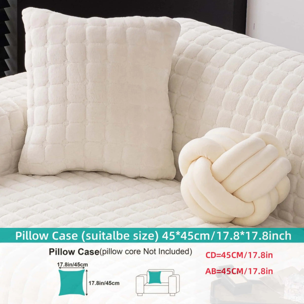 Solid colour Thick Plush Sofa couch cover, 1 PC Quilted Non Slip Washable Couch Cushion Cover Pad, Pet-Friendly Soft Velvet Sofa Protector, for Armchair, Loveseat, Sectional & Multi-Seater Sofas, Modern Cozy Living Room Decor, Sofa Slipcover.