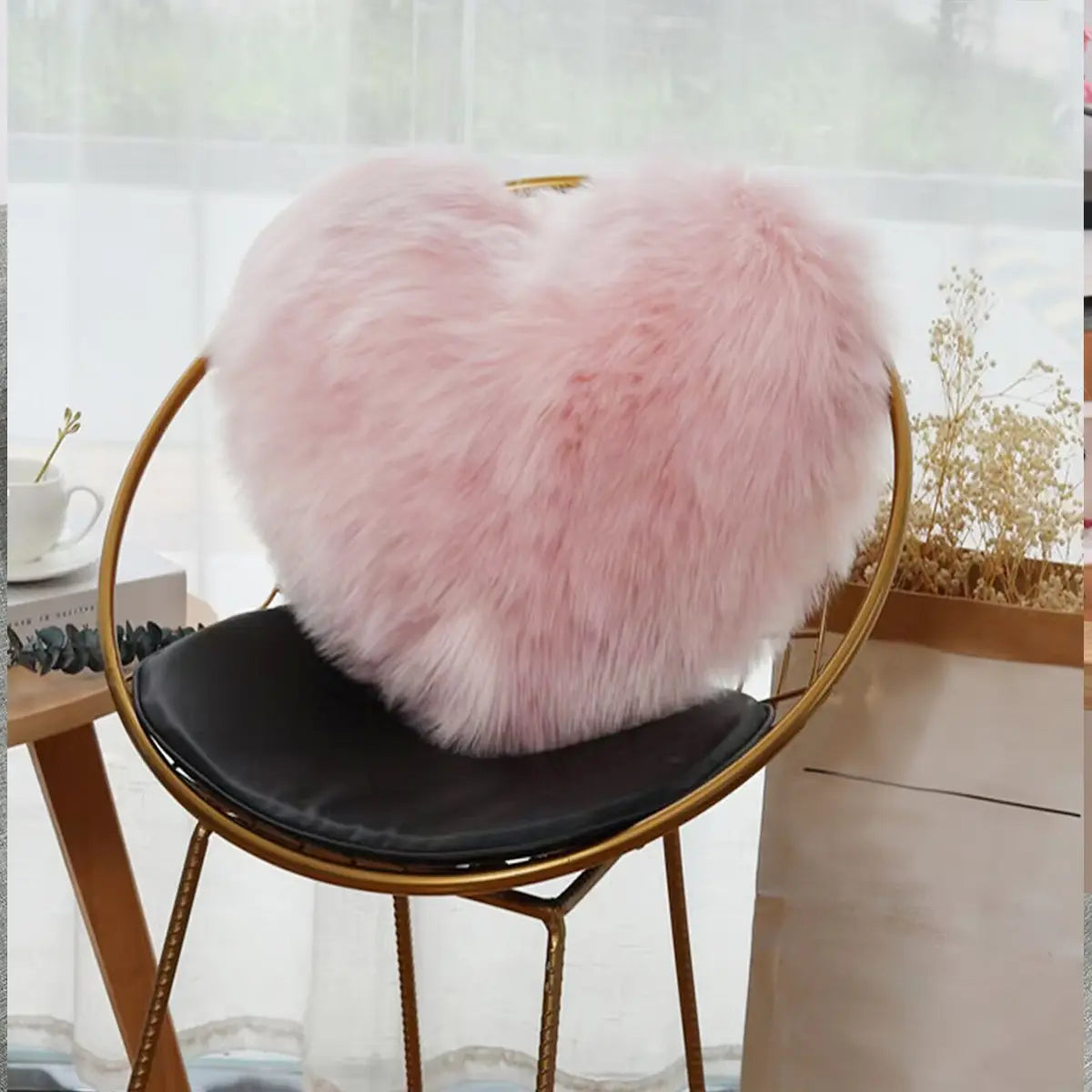Faux Wool Heart Pillow Cover, Soft Furry Cushion, Soft and Comfortable, Easy to Wash, Foldable and Detachable, Ideal for Living Room and Bedroom Decor, Bedroom Decorative Accessories, Room Cozy Accessories