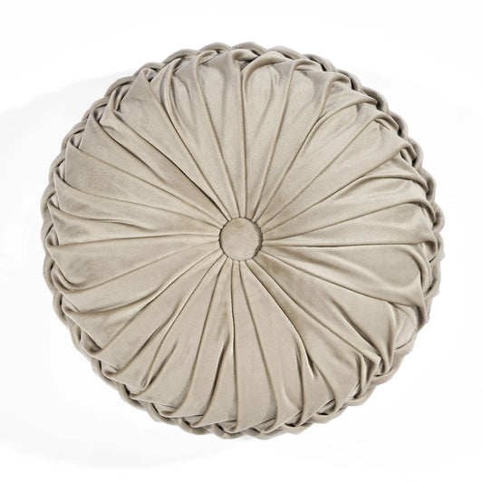 Lush Decor Round Pleated Luxuriously Soft Velvet Decorative Cushion - Single, 15" Diameter, Soft Padded Animal Print Doughnut-Shaped Cushion for Couch, Bedrooms/Dens, Home Decor