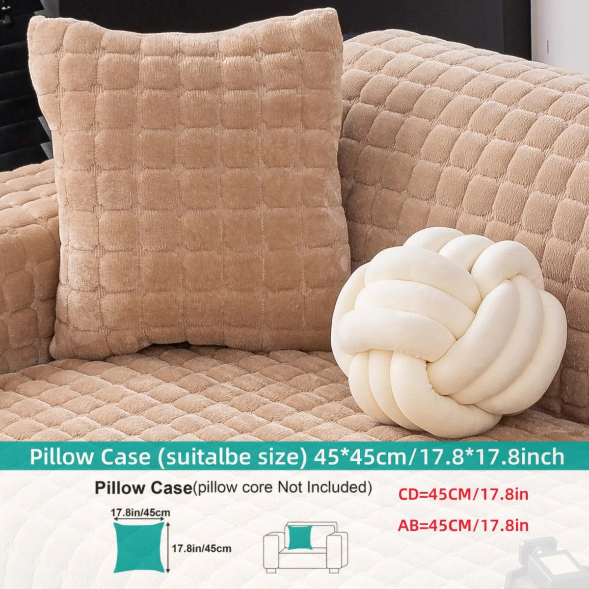 Solid colour Thick Plush Sofa couch cover, 1 PC Quilted Non Slip Washable Couch Cushion Cover Pad, Pet-Friendly Soft Velvet Sofa Protector, for Armchair, Loveseat, Sectional & Multi-Seater Sofas, Modern Cozy Living Room Decor, Sofa Slipcover.