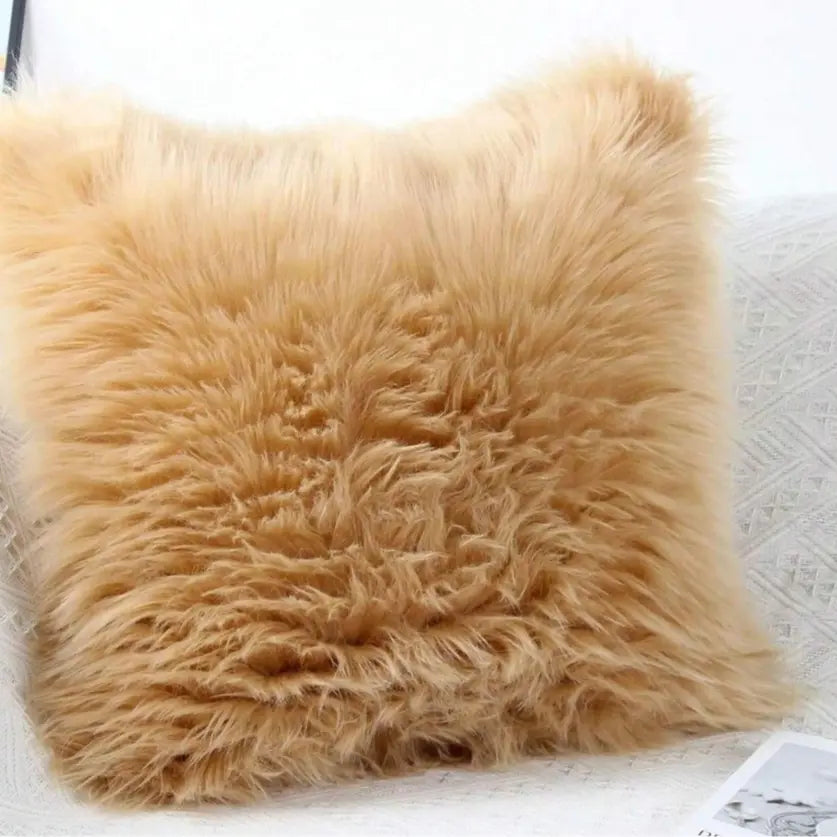 Valentine's Day Faux Wool Plush Pillow Cover, Soft Comfortable Non-Shedding Furry Cushion Cover, Washable Foldable Detachable Cover for Living Room and Bedroom Decor, Bedroom Decorative Accessories #GLOBAL PICKS