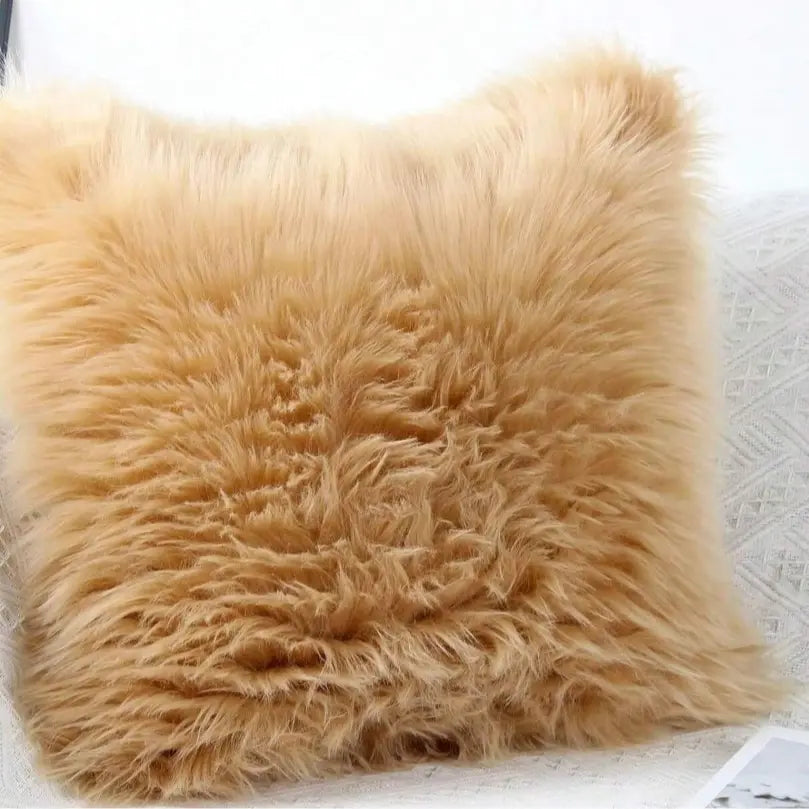Valentine's Day Faux Wool Plush Pillow Cover, Soft Comfortable Non-Shedding Furry Cushion Cover, Washable Foldable Detachable Cover for Living Room and Bedroom Decor, Bedroom Decorative Accessories #GLOBAL PICKS