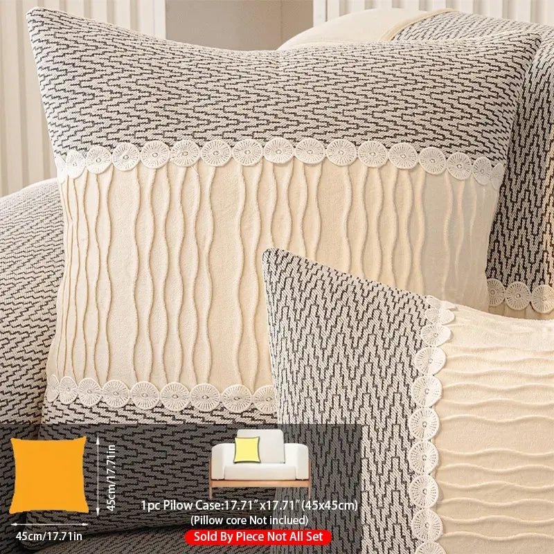 French Cream Snow Nourish Sofa Cushion, Non-Slip Cat Scratch Resistant, All-Season Use, Reusable Sofa Cover Seat Pad