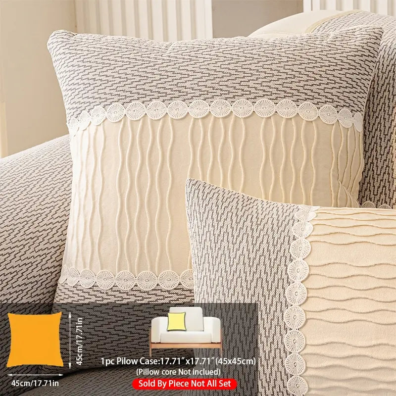 French Cream Snow Nourish Sofa Cushion, Non-Slip Cat Scratch Resistant, All-Season Use, Reusable Sofa Cover Seat Pad