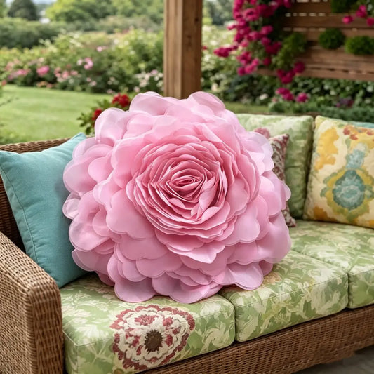 Princess Style 3D Rose Flower Pillow Cover, French Romantic Home Decor Bedroom Decorative Accessories Cushion Case, Handmade Realistic Rose Peony Sofa Bed Pillow, Gift for Holidays Birthdays