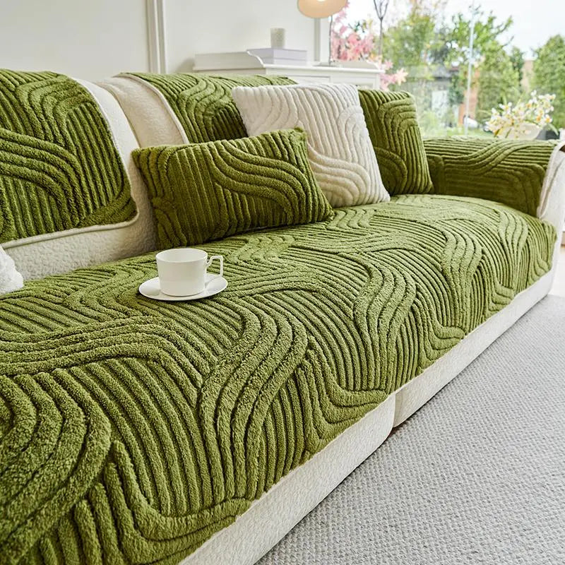 【SlumberHome】 Solid Color Quilted Sofa Cover - 1 Count Soft Couch Cover for Sofa, Non-slip Cushion Protector for Home Living Room, Bedroom