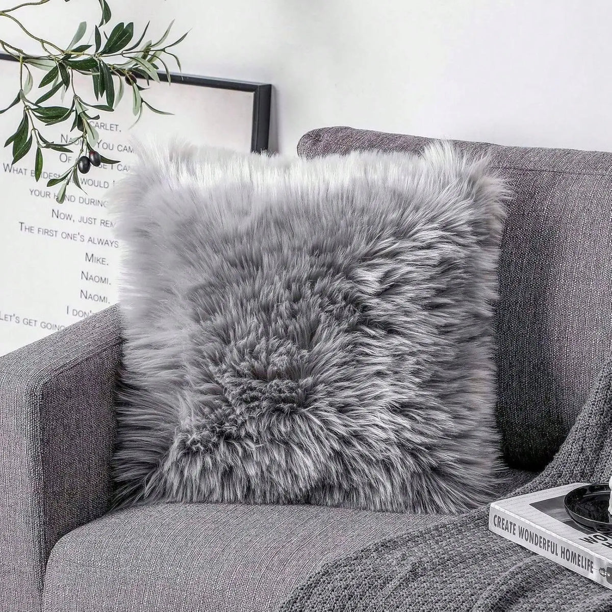 Valentine's Day Faux Wool Plush Pillow Cover, Soft Comfortable Non-Shedding Furry Cushion Cover, Washable Foldable Detachable Cover for Living Room and Bedroom Decor, Bedroom Decorative Accessories #GLOBAL PICKS