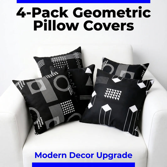 BEDSUM 45x45cm Set of 4 Modern Geometric Print Throw Pillow Covers, Double-Sided Soft Bold Pattern Fade-Proof Decorative Cases for Couch/Sofa, Living Room Accessories
