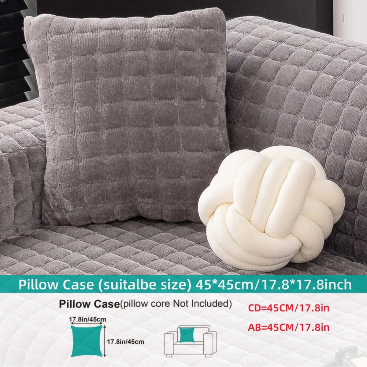 Solid colour Thick Plush Sofa couch cover, 1 PC Quilted Non Slip Washable Couch Cushion Cover Pad, Pet-Friendly Soft Velvet Sofa Protector, for Armchair, Loveseat, Sectional & Multi-Seater Sofas, Modern Cozy Living Room Decor, Sofa Slipcover.