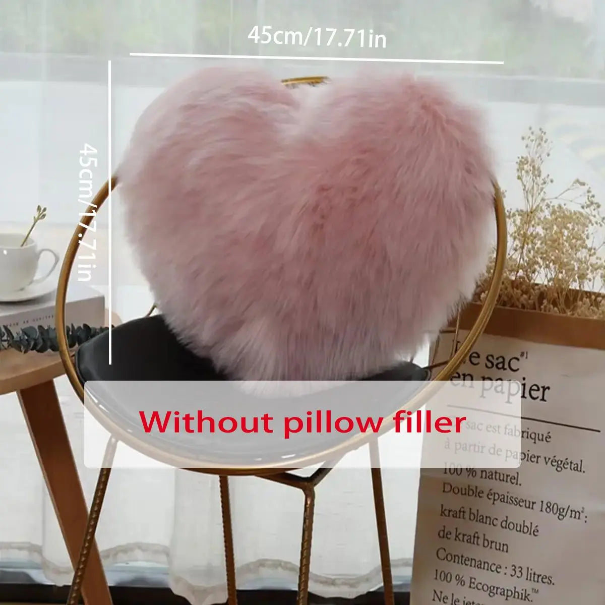 Heart Pillow Cover, Cute Solid Color Wool Pillow Gift, Bedroom Sofa Waist Pad, Office Chair Long Plush Cushion, Soft Furry Cushion, Home Decorative Cushion