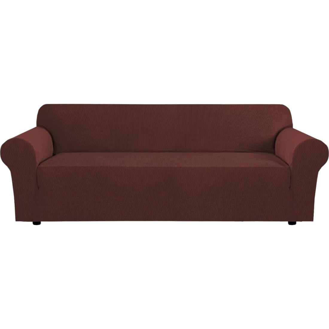 H.VERSAILTEX Stretch Sofa Covers for 3 Cushion Couch Covers Sofa Slipcovers for Living Room Feature Thick Checked Jacquard Fabric with Elastic Bottom, Sofa Large - Natural