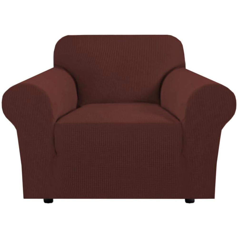 H.VERSAILTEX Stretch Sofa Covers for 3 Cushion Couch Covers Sofa Slipcovers for Living Room Feature Thick Checked Jacquard Fabric with Elastic Bottom, Sofa Large - Natural