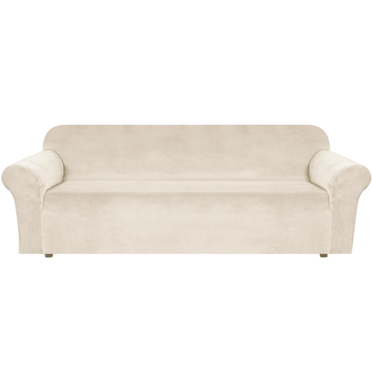 H.VERSAILTEX 1 Peice Stretch Velvet Sofa Covers for 3 Cushion Couch Covers Sofa Slipcovers Furniture Protector Soft, Crafted from Thick Comfy Rich Velour (Sofa 72"-90", Oatmeal)